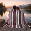 image:imageHydration Nation Authentic Large Handwoven Mexican Striped Throw Blanket  Soft Durable EcoFriendly  70x50  AzureCherry