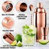 image:imageLarge 24 oz Stainless Steel Cocktail Shaker Set  Mixed Drink Shaker  Martini Shaker Set with Built in Strainer Double Sided Jigger amp Combo Muddler Mixing Spoon  Pro Margarita Shaker  By ZulayRose Gold