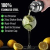 image:imageLarge 24 oz Stainless Steel Cocktail Shaker Set  Mixed Drink Shaker  Martini Shaker Set with Built in Strainer Double Sided Jigger amp Combo Muddler Mixing Spoon  Pro Margarita Shaker  By ZulaySilver