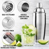 image:imageLarge 24 oz Stainless Steel Cocktail Shaker Set  Mixed Drink Shaker  Martini Shaker Set with Built in Strainer Double Sided Jigger amp Combo Muddler Mixing Spoon  Pro Margarita Shaker  By ZulaySilver