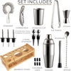 image:imageLarge 24 oz Stainless Steel Cocktail Shaker Set  Mixed Drink Shaker  Martini Shaker Set with Built in Strainer Double Sided Jigger amp Combo Muddler Mixing Spoon  Pro Margarita Shaker  By ZulayClassic Silver