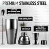 image:imageLarge 24 oz Stainless Steel Cocktail Shaker Set  Mixed Drink Shaker  Martini Shaker Set with Built in Strainer Double Sided Jigger amp Combo Muddler Mixing Spoon  Pro Margarita Shaker  By ZulayBlack