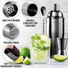 image:imageLarge 24 oz Stainless Steel Cocktail Shaker Set  Mixed Drink Shaker  Martini Shaker Set with Built in Strainer Double Sided Jigger amp Combo Muddler Mixing Spoon  Pro Margarita Shaker  By ZulayBlack