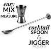 image:imageLarge 24 oz Stainless Steel Cocktail Shaker Set  Mixed Drink Shaker  Martini Shaker Set with Built in Strainer Double Sided Jigger amp Combo Muddler Mixing Spoon  Pro Margarita Shaker  By ZulayBlack