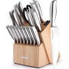 image:imageZulay 15 Piece Stainless Steel Knife Set with Block and Sharpener  Sharp Knife Block Set with Built In Sharpener  Kitchen Knife Set With Block  Rust Proof Knife Set Stainless SteelNatural Maple  Stainless Steel