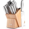 image:imageZulay 15 Piece Stainless Steel Knife Set with Block and Sharpener  Sharp Knife Block Set with Built In Sharpener  Kitchen Knife Set With Block  Rust Proof Knife Set Stainless SteelNatural Maple  Stainless Steel
