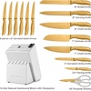 image:imageZulay 15 Piece Stainless Steel Knife Set with Block and Sharpener  Sharp Knife Block Set with Built In Sharpener  Kitchen Knife Set With Block  Rust Proof Knife Set Stainless SteelIvoryGold  Stainless Steel