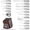 image:imageZulay 15 Piece Stainless Steel Knife Set with Block and Sharpener  Sharp Knife Block Set with Built In Sharpener  Kitchen Knife Set With Block  Rust Proof Knife Set Stainless SteelDark Walnut  Stainless Steel