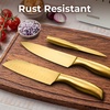 image:imageZulay 15 Piece Stainless Steel Knife Set with Block and Sharpener  Sharp Knife Block Set with Built In Sharpener  Kitchen Knife Set With Block  Rust Proof Knife Set Stainless SteelIvoryGold  Stainless Steel