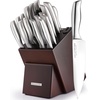 image:imageZulay 15 Piece Stainless Steel Knife Set with Block and Sharpener  Sharp Knife Block Set with Built In Sharpener  Kitchen Knife Set With Block  Rust Proof Knife Set Stainless SteelDark Walnut  Stainless Steel
