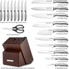 image:imageZulay 15 Piece Stainless Steel Knife Set with Block and Sharpener  Sharp Knife Block Set with Built In Sharpener  Kitchen Knife Set With Block  Rust Proof Knife Set Stainless SteelDark Walnut  Stainless Steel