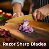 image:imageZulay 15 Piece Stainless Steel Knife Set with Block and Sharpener  Sharp Knife Block Set with Built In Sharpener  Kitchen Knife Set With Block  Rust Proof Knife Set Stainless SteelIvoryGold  Stainless Steel