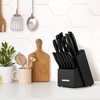 image:imageZulay 15 Piece Stainless Steel Knife Set with Block and Sharpener  Sharp Knife Block Set with Built In Sharpener  Kitchen Knife Set With Block  Rust Proof Knife Set Stainless SteelObsidian Black  Stainless Steel