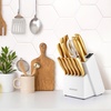image:imageZulay 15 Piece Stainless Steel Knife Set with Block and Sharpener  Sharp Knife Block Set with Built In Sharpener  Kitchen Knife Set With Block  Rust Proof Knife Set Stainless SteelIvoryGold  Stainless Steel