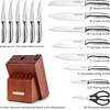 image:imageZulay 15 Piece Stainless Steel Knife Set with Block and Sharpener  Sharp Knife Block Set with Built In Sharpener  Kitchen Knife Set With Block  Rust Proof Knife Set Stainless SteelLight Walnut  Stainless Steel