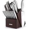 image:imageZulay 15 Piece Stainless Steel Knife Set with Block and Sharpener  Sharp Knife Block Set with Built In Sharpener  Kitchen Knife Set With Block  Rust Proof Knife Set Stainless SteelDark Walnut  Stainless Steel