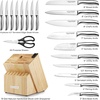 image:imageZulay 15 Piece Stainless Steel Knife Set with Block and Sharpener  Sharp Knife Block Set with Built In Sharpener  Kitchen Knife Set With Block  Rust Proof Knife Set Stainless SteelNatural Maple  Stainless Steel