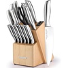 image:imageZulay 15 Piece Stainless Steel Knife Set with Block and Sharpener  Sharp Knife Block Set with Built In Sharpener  Kitchen Knife Set With Block  Rust Proof Knife Set Stainless SteelNatural Maple  Stainless Steel