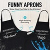 image:imageZulay 2Pack Funny Aprons for Men amp Women  Kitchen Aprons with Adjustable Neck Strap amp 2 Large PocketsHusband  Wife