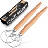 image:imageZulay Kitchen 13Inch Danish Dough Whisk  Stainless Steel Wooden Whisk with Dough Hook  Sourdough Whisk for Bread Pizza Pastry Cake Batter amp More  AcaciaRubberwood  Single Eye