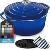 image:imageZulay Kitchen 64QT Enameled Cast Iron Dutch Oven Pot with Lid Heat Pad amp Trivet HeavyDuty Soup Pot for Stews Braising Roasting amp Sourdough Bread Baking Oven Safe up to 500F  Ablaze RedBlue