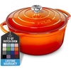 image:imageZulay Kitchen 64QT Enameled Cast Iron Dutch Oven Pot with Lid Heat Pad amp Trivet HeavyDuty Soup Pot for Stews Braising Roasting amp Sourdough Bread Baking Oven Safe up to 500F  Ablaze RedOrange