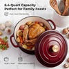 image:imageZulay Kitchen 64QT Enameled Cast Iron Dutch Oven Pot with Lid Heat Pad amp Trivet HeavyDuty Soup Pot for Stews Braising Roasting amp Sourdough Bread Baking Oven Safe up to 500F  Ablaze RedGarnet