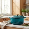 image:imageZulay Kitchen 64QT Enameled Cast Iron Dutch Oven Pot with Lid Heat Pad amp Trivet HeavyDuty Soup Pot for Stews Braising Roasting amp Sourdough Bread Baking Oven Safe up to 500F  Ablaze RedEmerald