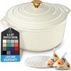 image:imageZulay Kitchen 64QT Enameled Cast Iron Dutch Oven Pot with Lid Heat Pad amp Trivet HeavyDuty Soup Pot for Stews Braising Roasting amp Sourdough Bread Baking Oven Safe up to 500F  Ablaze RedIvory