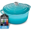 image:imageZulay Kitchen 64QT Enameled Cast Iron Dutch Oven Pot with Lid Heat Pad amp Trivet HeavyDuty Soup Pot for Stews Braising Roasting amp Sourdough Bread Baking Oven Safe up to 500F  Ablaze RedLight Blue