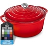 image:imageZulay Kitchen 64QT Enameled Cast Iron Dutch Oven Pot with Lid Heat Pad amp Trivet HeavyDuty Soup Pot for Stews Braising Roasting amp Sourdough Bread Baking Oven Safe up to 500F  Ablaze RedAblaze Red