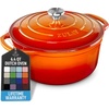 image:imageZulay Kitchen 64QT Enameled Cast Iron Dutch Oven Pot with Lid Heat Pad amp Trivet HeavyDuty Soup Pot for Stews Braising Roasting amp Sourdough Bread Baking Oven Safe up to 500F  Ablaze RedOrange