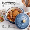 image:imageZulay Kitchen 64QT Enameled Cast Iron Dutch Oven Pot with Lid Heat Pad amp Trivet HeavyDuty Soup Pot for Stews Braising Roasting amp Sourdough Bread Baking Oven Safe up to 500F  Ablaze RedAquamarine