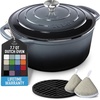 image:imageZulay Kitchen 64QT Enameled Cast Iron Dutch Oven Pot with Lid Heat Pad amp Trivet HeavyDuty Soup Pot for Stews Braising Roasting amp Sourdough Bread Baking Oven Safe up to 500F  Ablaze RedGray