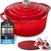 image:imageZulay Kitchen 64QT Enameled Cast Iron Dutch Oven Pot with Lid Heat Pad amp Trivet HeavyDuty Soup Pot for Stews Braising Roasting amp Sourdough Bread Baking Oven Safe up to 500F  Ablaze RedAblaze Red