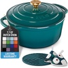 image:imageZulay Kitchen 64QT Enameled Cast Iron Dutch Oven Pot with Lid Heat Pad amp Trivet HeavyDuty Soup Pot for Stews Braising Roasting amp Sourdough Bread Baking Oven Safe up to 500F  Ablaze RedEmerald
