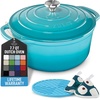 image:imageZulay Kitchen 64QT Enameled Cast Iron Dutch Oven Pot with Lid Heat Pad amp Trivet HeavyDuty Soup Pot for Stews Braising Roasting amp Sourdough Bread Baking Oven Safe up to 500F  Ablaze RedLight Blue