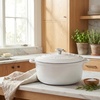 image:imageZulay Kitchen 64QT Enameled Cast Iron Dutch Oven Pot with Lid Heat Pad amp Trivet HeavyDuty Soup Pot for Stews Braising Roasting amp Sourdough Bread Baking Oven Safe up to 500F  Ablaze RedWhite