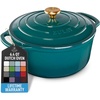 image:imageZulay Kitchen 64QT Enameled Cast Iron Dutch Oven Pot with Lid Heat Pad amp Trivet HeavyDuty Soup Pot for Stews Braising Roasting amp Sourdough Bread Baking Oven Safe up to 500F  Ablaze RedEmerald