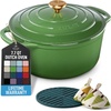 image:imageZulay Kitchen 64QT Enameled Cast Iron Dutch Oven Pot with Lid Heat Pad amp Trivet HeavyDuty Soup Pot for Stews Braising Roasting amp Sourdough Bread Baking Oven Safe up to 500F  Ablaze RedGreen