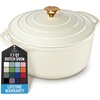 image:imageZulay Kitchen 64QT Enameled Cast Iron Dutch Oven Pot with Lid Heat Pad amp Trivet HeavyDuty Soup Pot for Stews Braising Roasting amp Sourdough Bread Baking Oven Safe up to 500F  Ablaze RedIvory