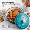 image:imageZulay Kitchen 64QT Enameled Cast Iron Dutch Oven Pot with Lid Heat Pad amp Trivet HeavyDuty Soup Pot for Stews Braising Roasting amp Sourdough Bread Baking Oven Safe up to 500F  Ablaze RedLight Blue