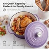 image:imageZulay Kitchen 64QT Enameled Cast Iron Dutch Oven Pot with Lid Heat Pad amp Trivet HeavyDuty Soup Pot for Stews Braising Roasting amp Sourdough Bread Baking Oven Safe up to 500F  Ablaze RedLavender Jade