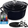 image:imageZulay Kitchen 64QT Enameled Cast Iron Dutch Oven Pot with Lid Heat Pad amp Trivet HeavyDuty Soup Pot for Stews Braising Roasting amp Sourdough Bread Baking Oven Safe up to 500F  Ablaze RedBlack