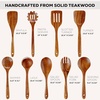 image:imageZulay Kitchen 9Piece Teak Wood Cooking Utensil Set  NonToxic amp NonStick Safe Wooden Spoons amp Kitchen Tools with Comfortable Grip Smooth Finish Natural Teak  Perfect Kitchen Gift Set9
