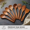 image:imageZulay Kitchen 9Piece Teak Wood Cooking Utensil Set  NonToxic amp NonStick Safe Wooden Spoons amp Kitchen Tools with Comfortable Grip Smooth Finish Natural Teak  Perfect Kitchen Gift Set8