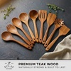 image:imageZulay Kitchen 9Piece Teak Wood Cooking Utensil Set  NonToxic amp NonStick Safe Wooden Spoons amp Kitchen Tools with Comfortable Grip Smooth Finish Natural Teak  Perfect Kitchen Gift Set9