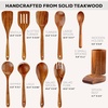 image:imageZulay Kitchen 9Piece Teak Wood Cooking Utensil Set  NonToxic amp NonStick Safe Wooden Spoons amp Kitchen Tools with Comfortable Grip Smooth Finish Natural Teak  Perfect Kitchen Gift Set15