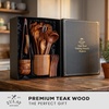image:imageZulay Kitchen 9Piece Teak Wood Cooking Utensil Set  NonToxic amp NonStick Safe Wooden Spoons amp Kitchen Tools with Comfortable Grip Smooth Finish Natural Teak  Perfect Kitchen Gift Set30