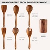 image:imageZulay Kitchen 9Piece Teak Wood Cooking Utensil Set  NonToxic amp NonStick Safe Wooden Spoons amp Kitchen Tools with Comfortable Grip Smooth Finish Natural Teak  Perfect Kitchen Gift Set7